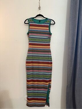 Fitted multi color long dress